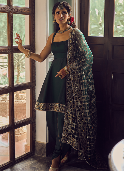 Punjabi suit dark green hotsell