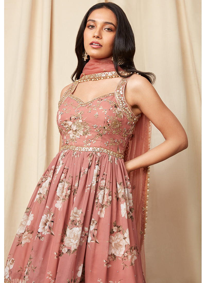 Dusty rose floral clearance dress