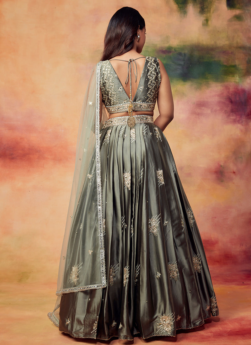 Grey Color Georgette Lehenga Choli