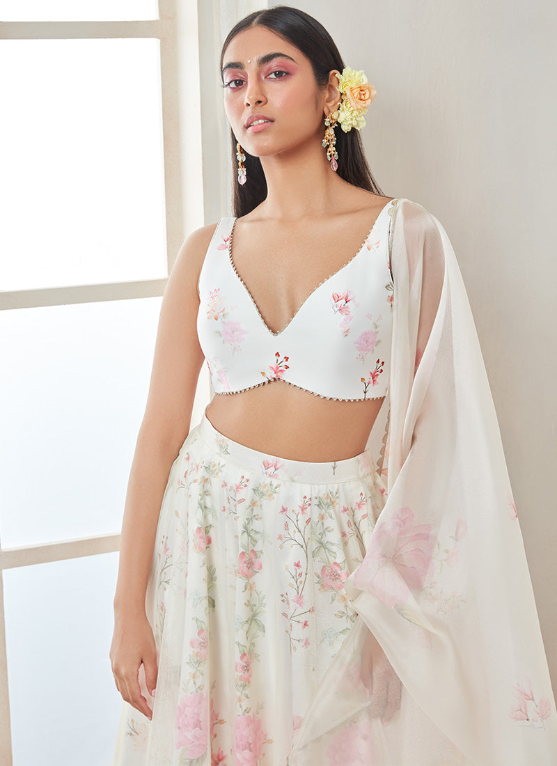 White & Pink Raw Silk Tie-Dye Lehenga Set Design by Akanksha Gajria at  Pernia's Pop Up Shop 2024