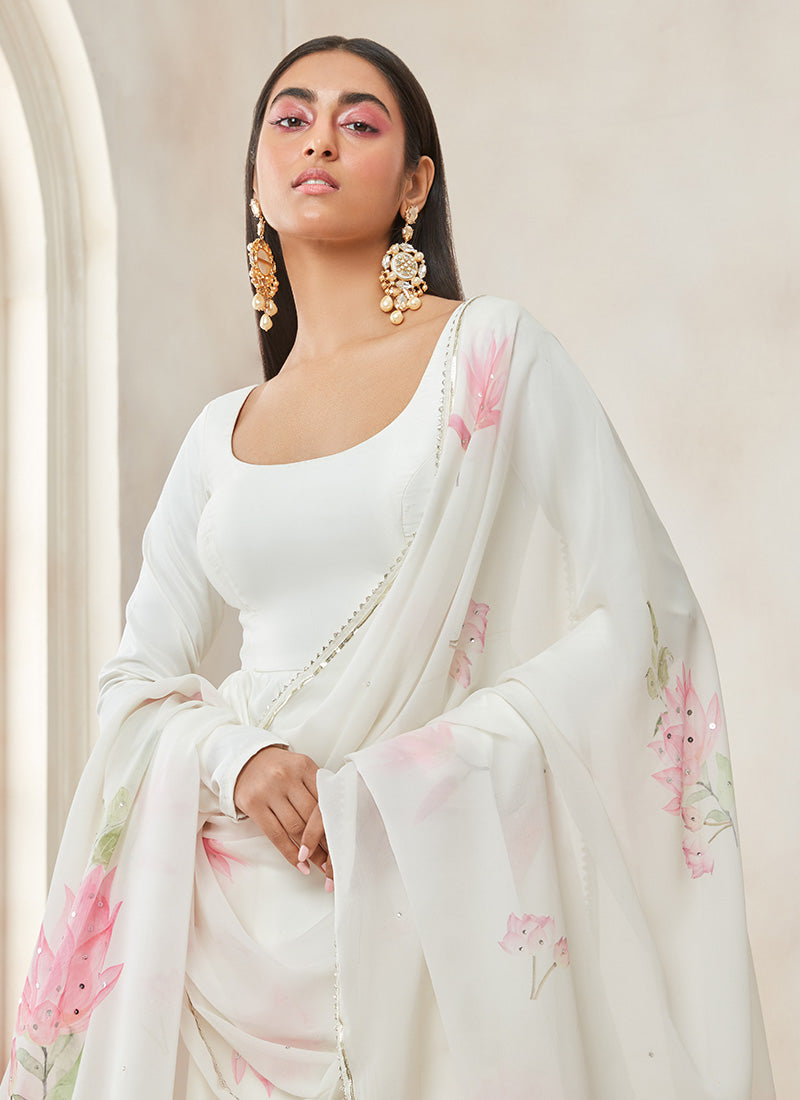 White 2025 silk anarkali