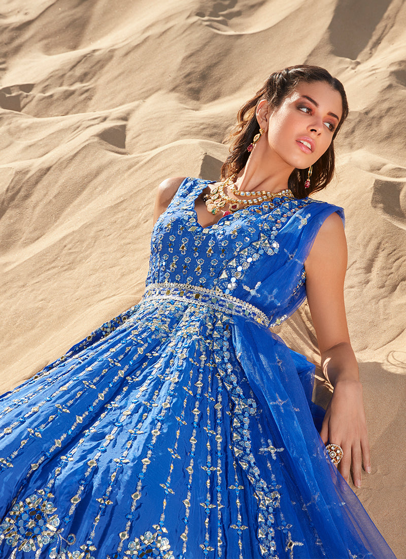 Royal blue hot sale embroidered dress