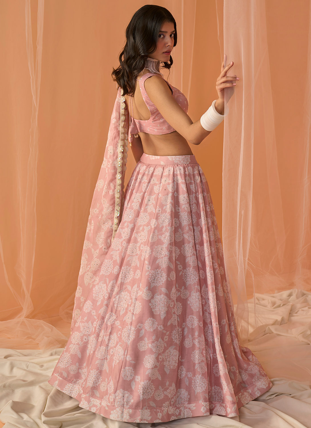 Reddish-Pink Floral Printed Lehenga Set Design by Neha Chopra Tandon at  Pernia's Pop Up Shop 2024